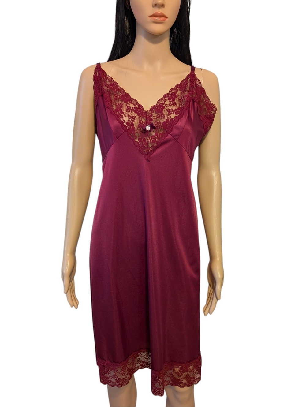 Vintage Slip Burgundy Women's Size 38 - Picture 11 of 11